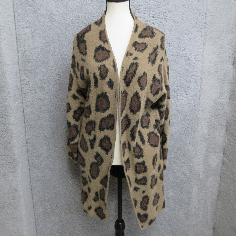Umgee Cardigan Sweater Womens S Brown Animal Print Duster Bold Glamour Mob Wives